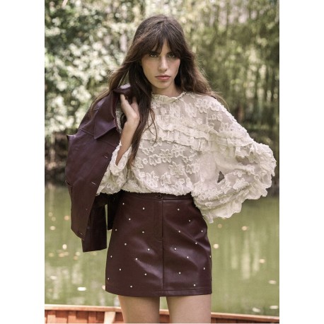 FALDA JUSTINIA EFECTO PIEL VINO